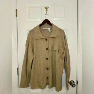 Shacket chunky knit cardigan size medium tan brown